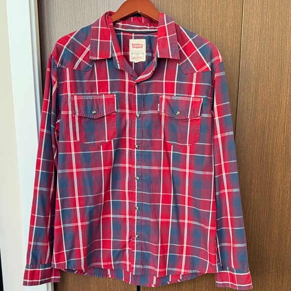 Levi's Other - Levi's Modern Snap Button Red and Blue Checkered Shirt